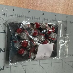 Red and Silver Beaded Earrings